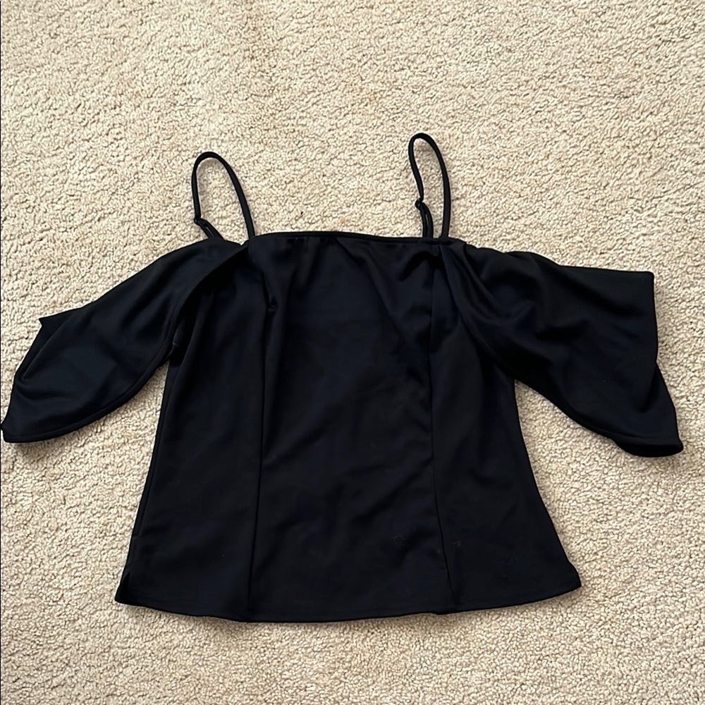 Anthropologie Black Off-the-Shoulder Relaxed Blouse